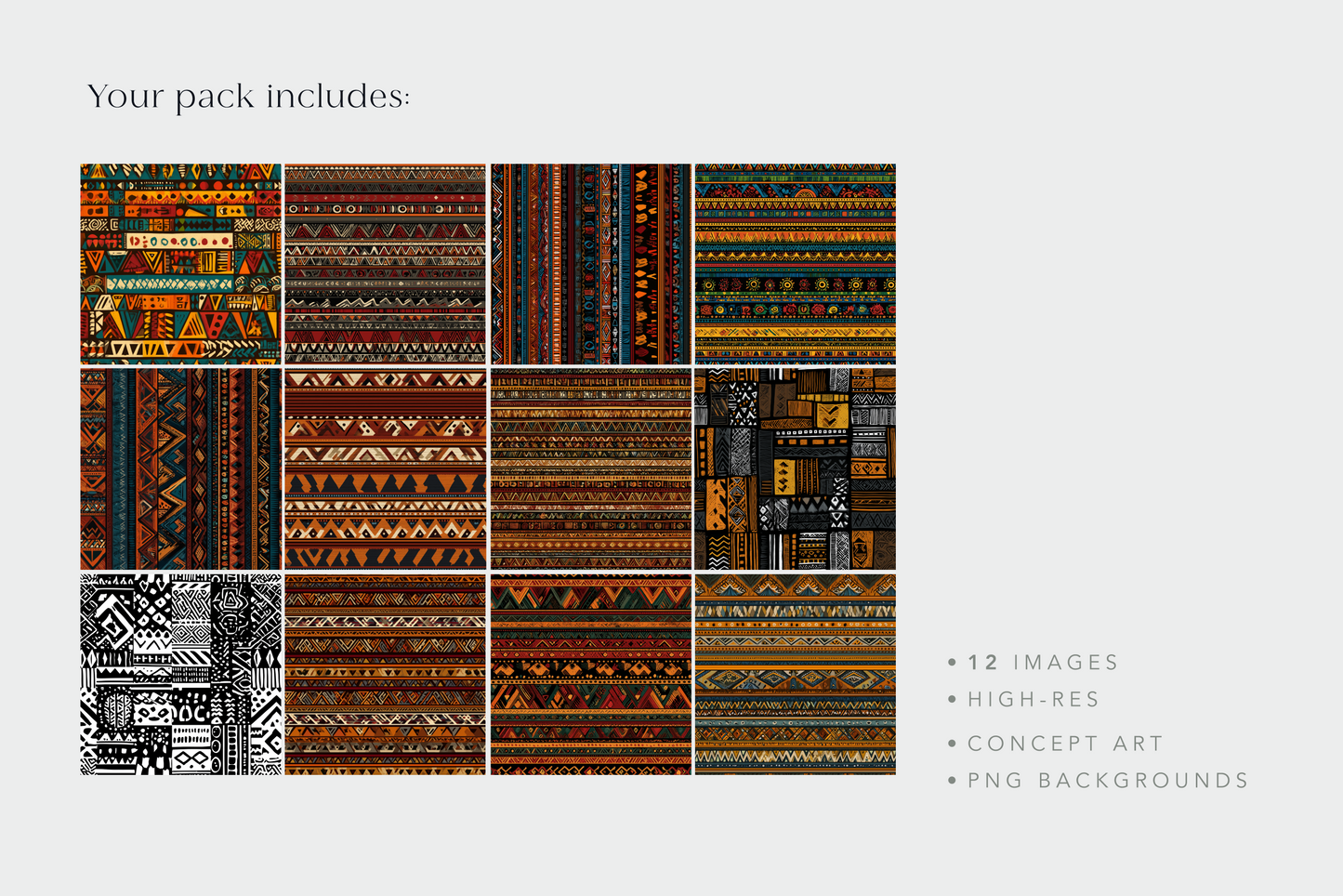 Collection of geometric patterns with a white background