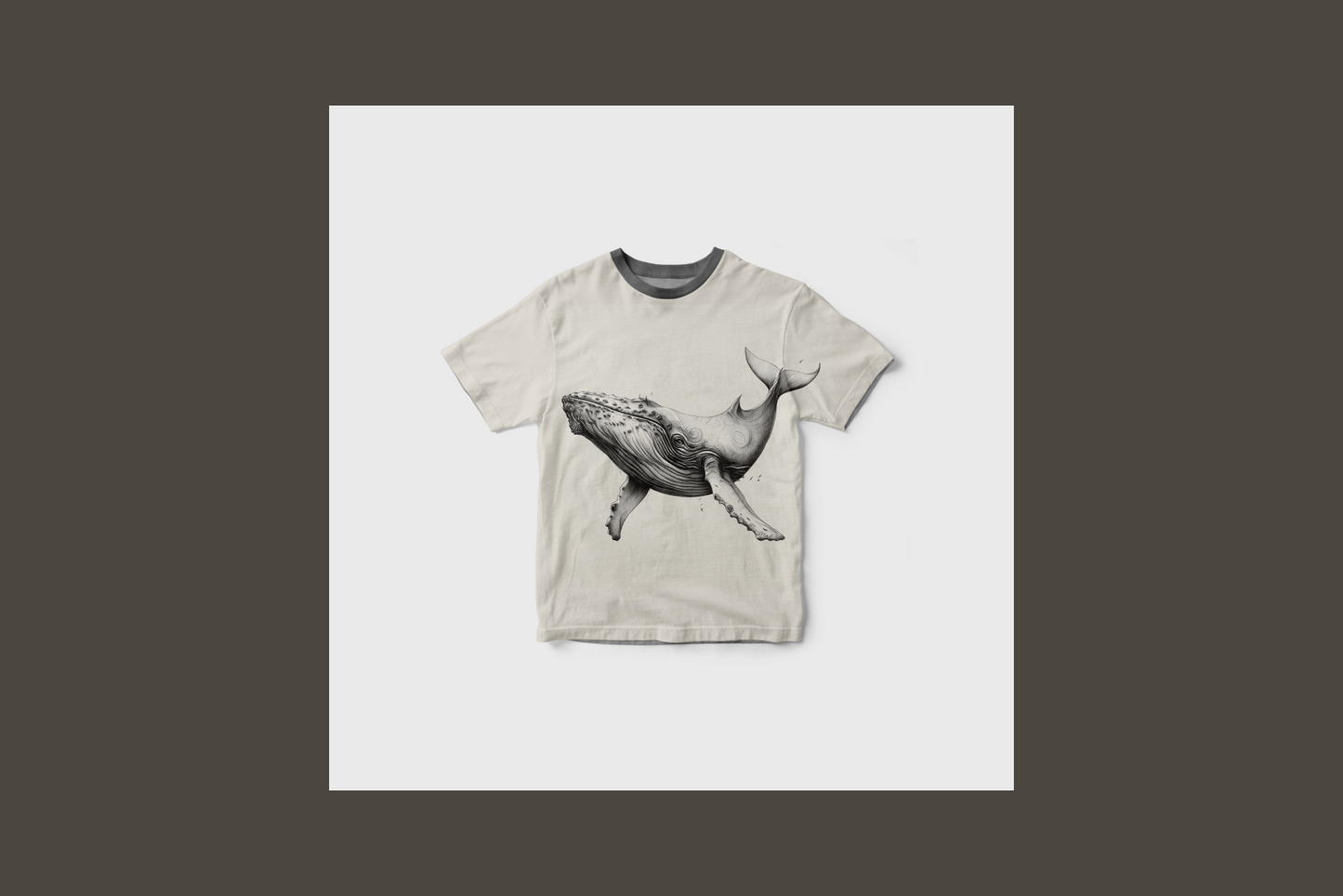 T-shirt with a whale design on a white background