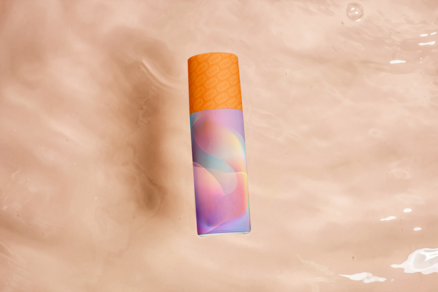 Colorful cylindrical object on a beige background