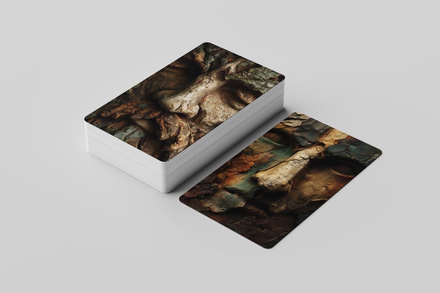 Two rectangular mouse pads with a nature-themed design on a gray background