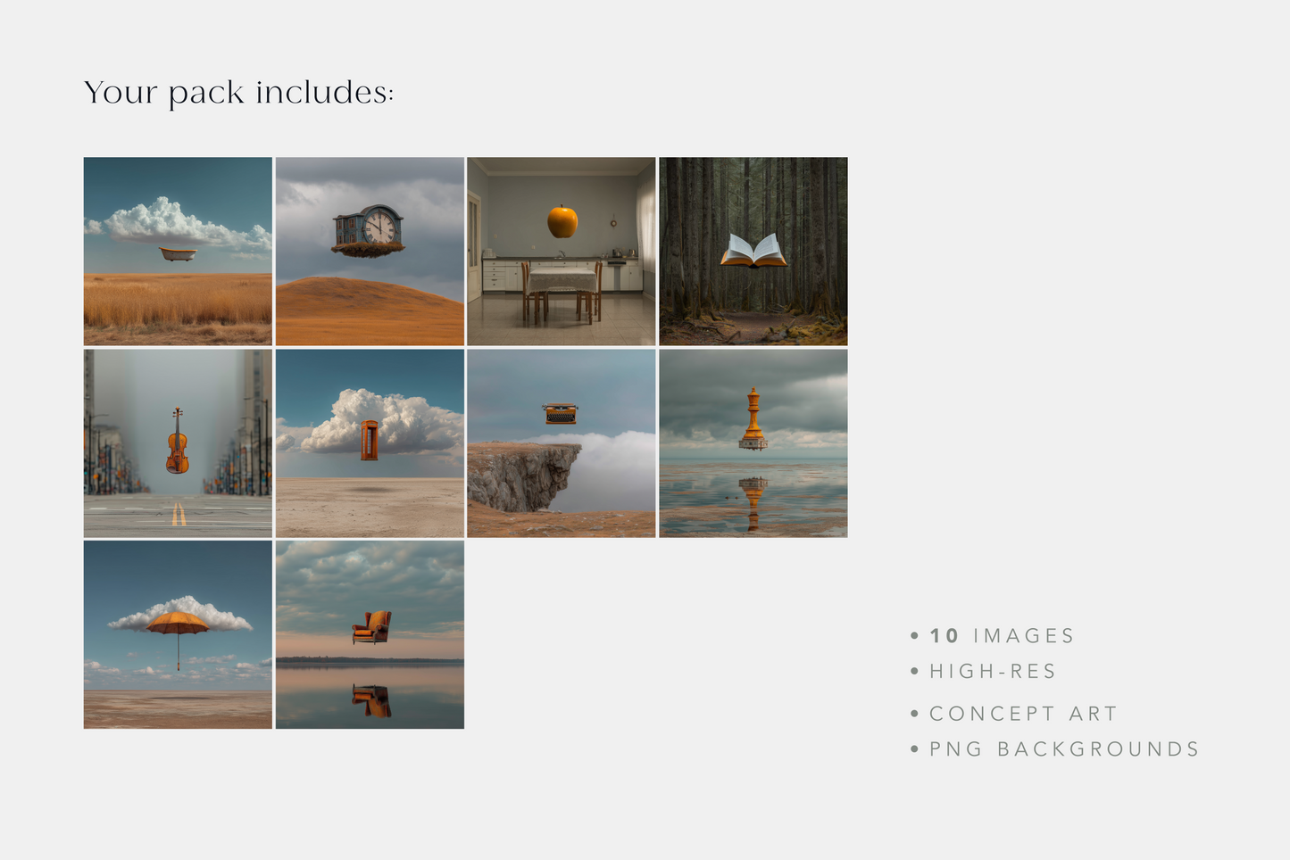 Collage of concept art images with text indicating contents.