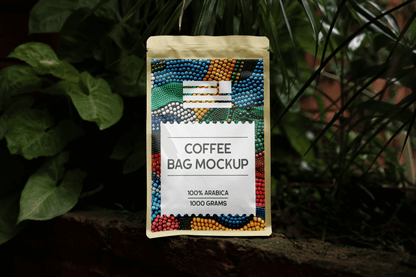 Coffee packaging with aboriginal themed artwork