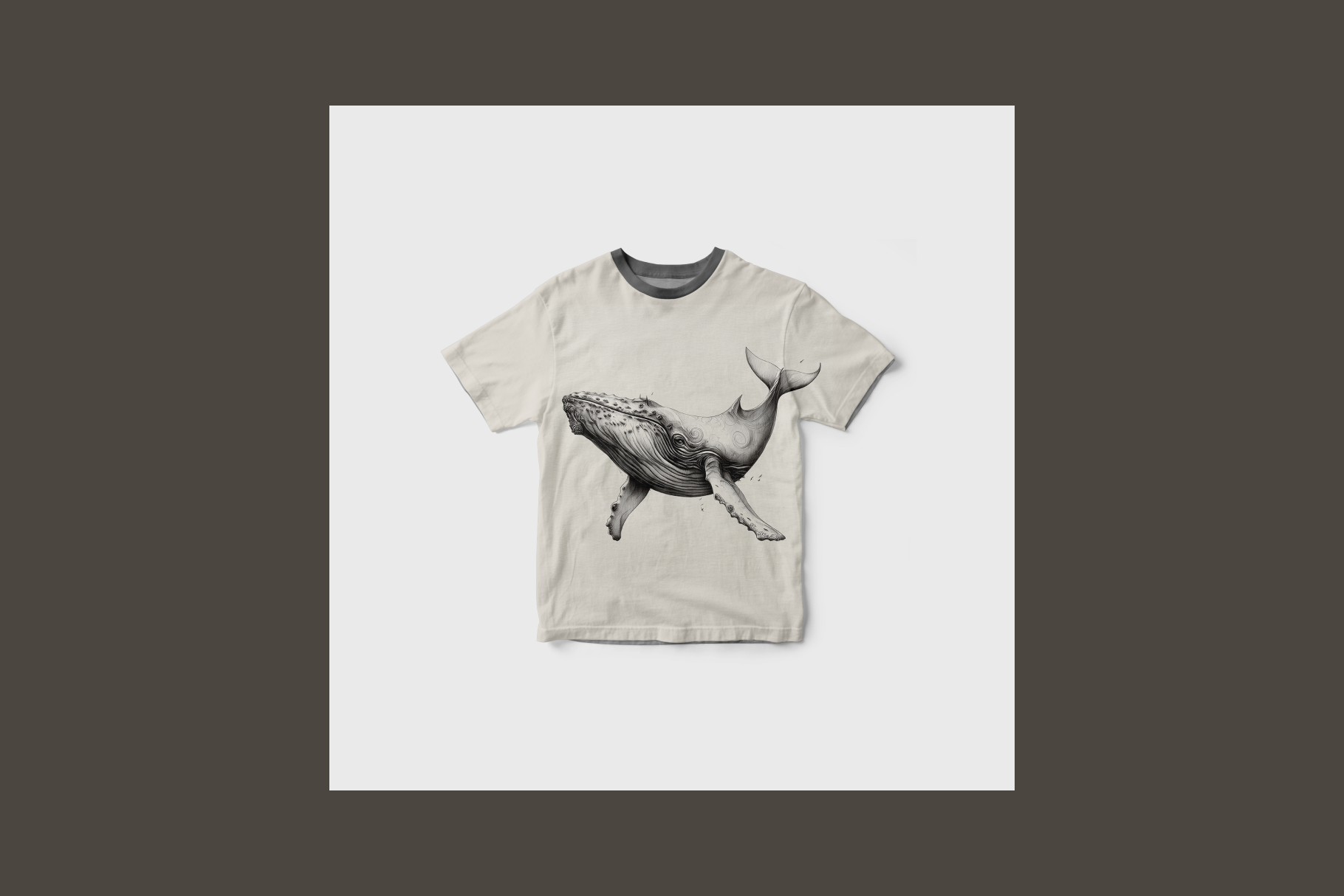 T-shirt with a whale design on a white background