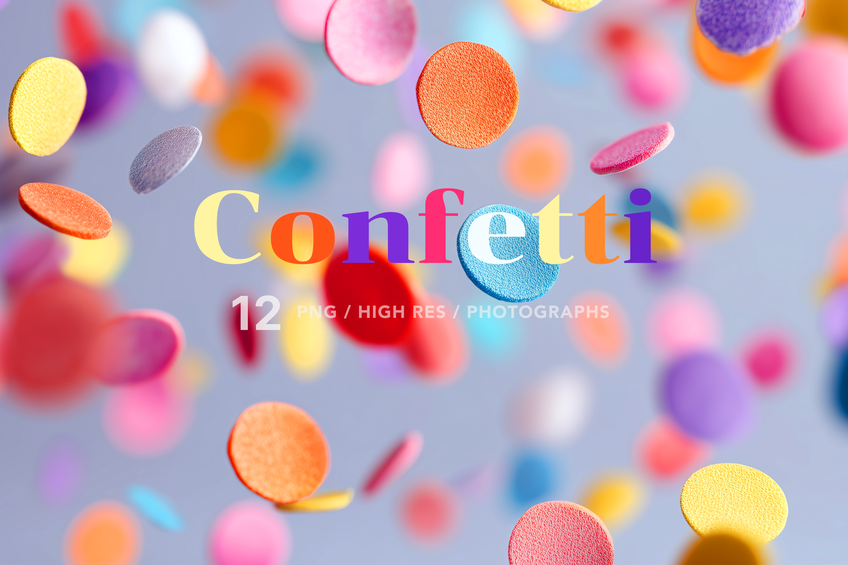 Colorful confetti on a light blue background with 'Confetti' text.