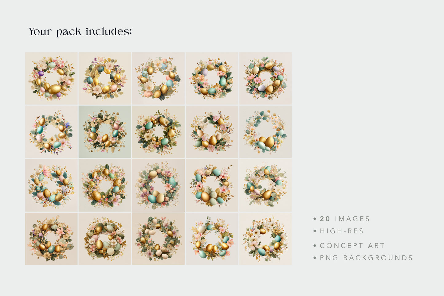 Collection of Christmas wreaths with decorative elements on a white background