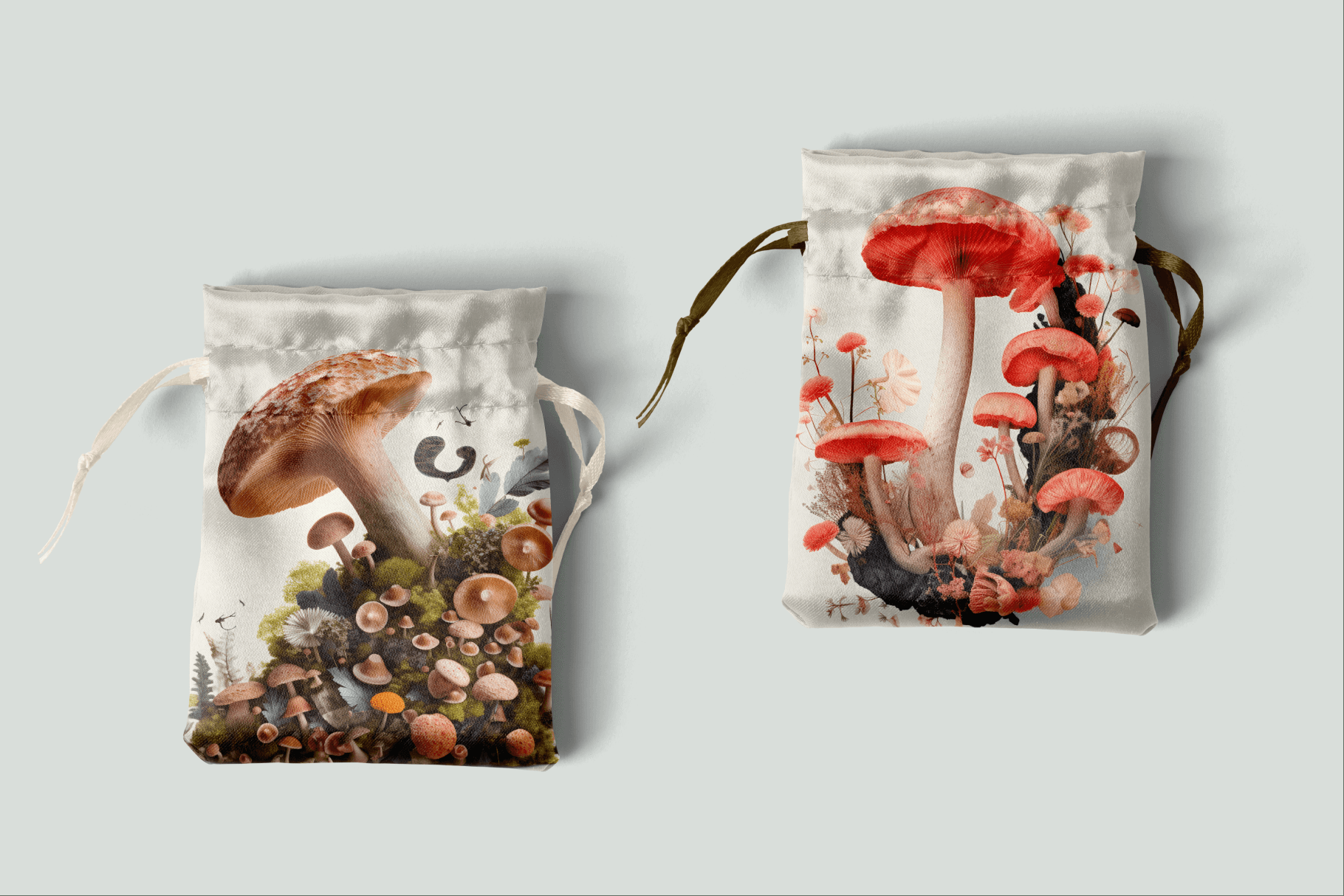 Two beautiful small bags with forestry elements