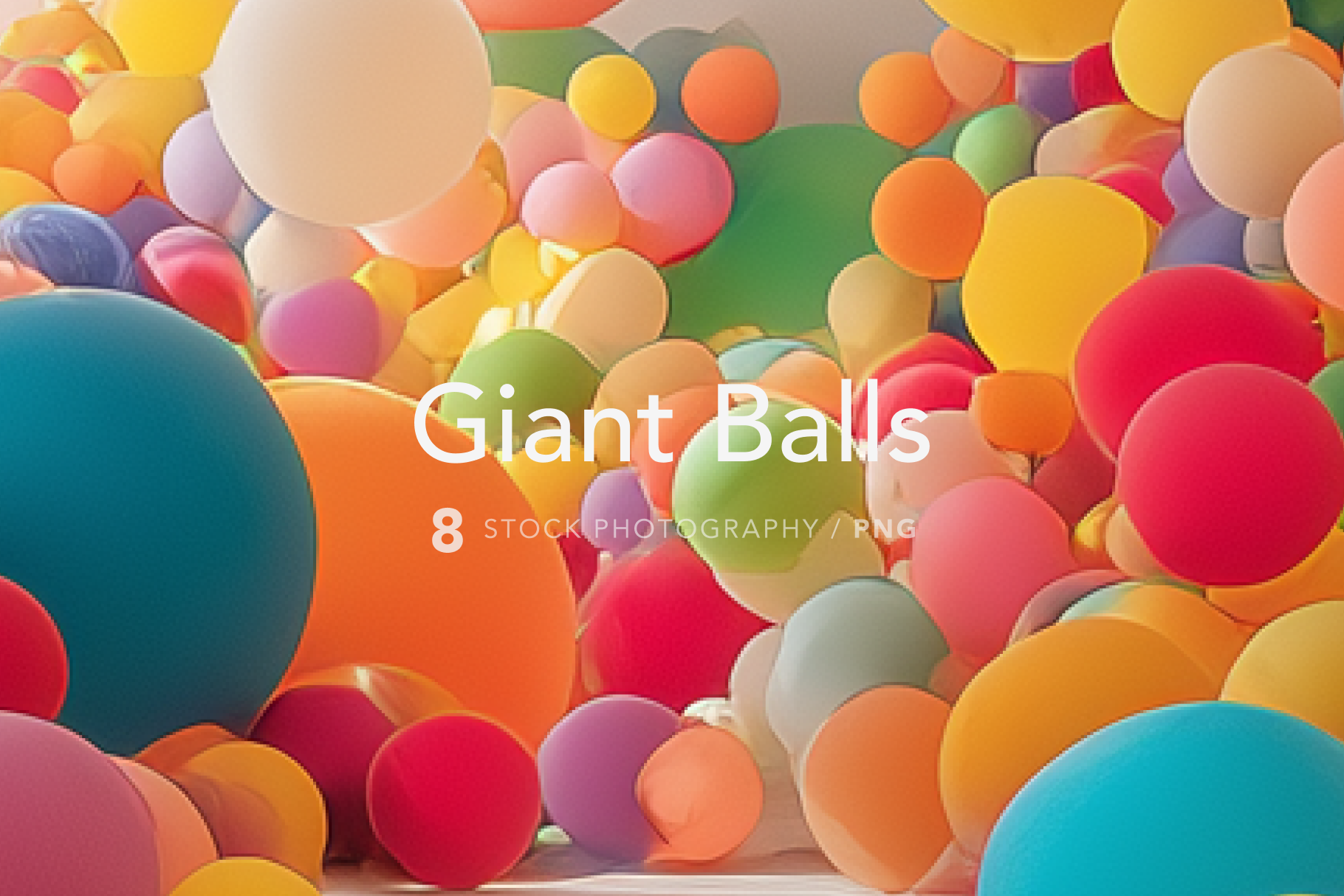 Colorful giant balls with 'Giant Balls' text overlay