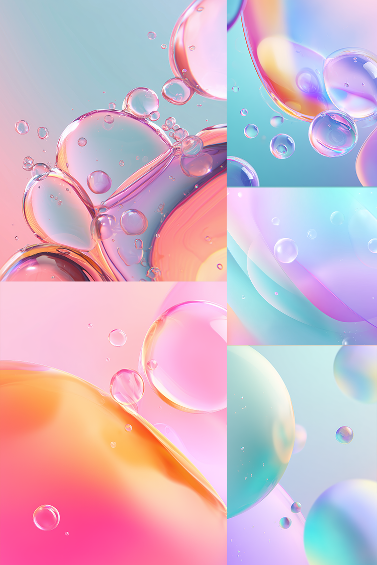 Collage of colorful bubbles on a gradient background