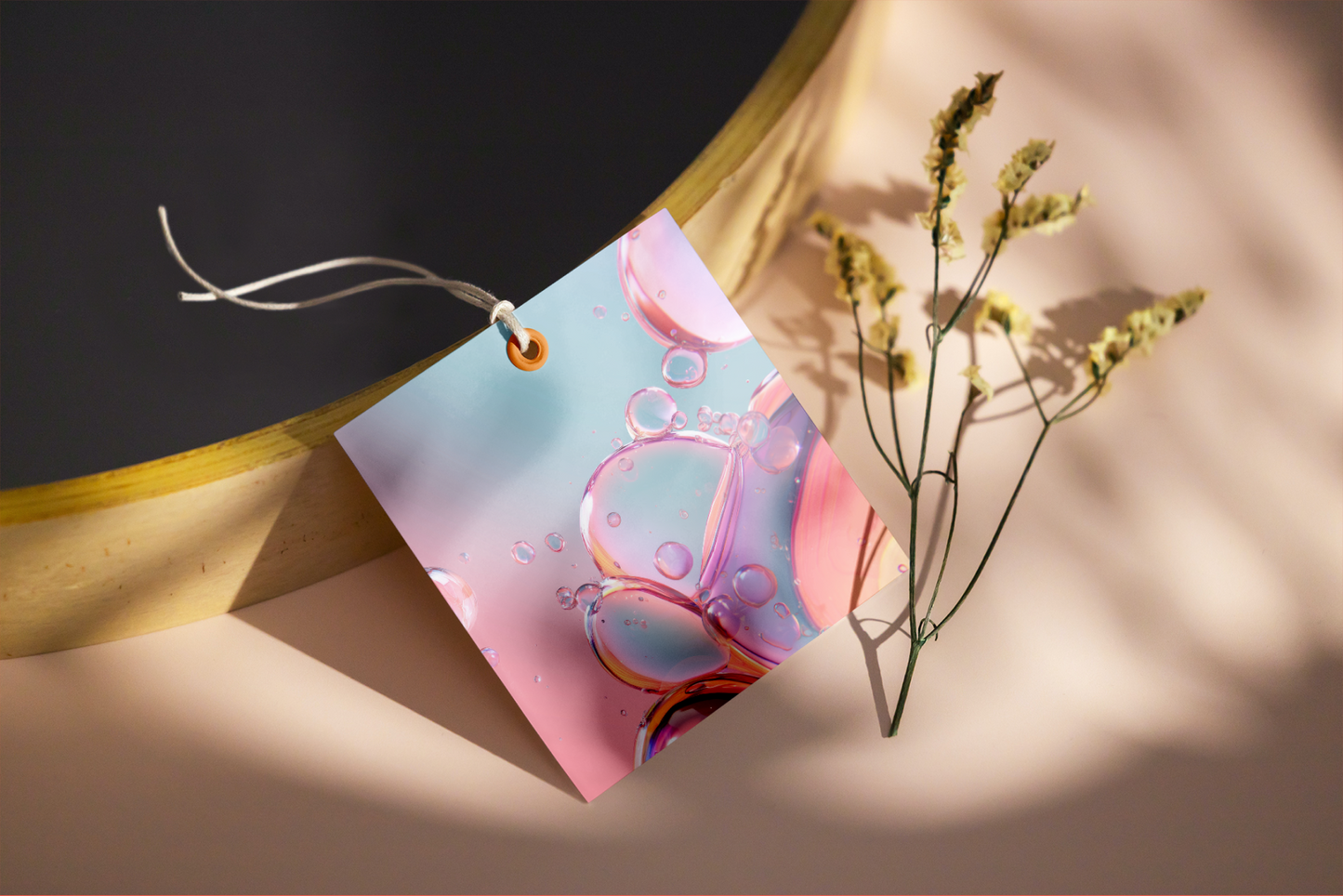 Greeting card with colorful design on a plain background