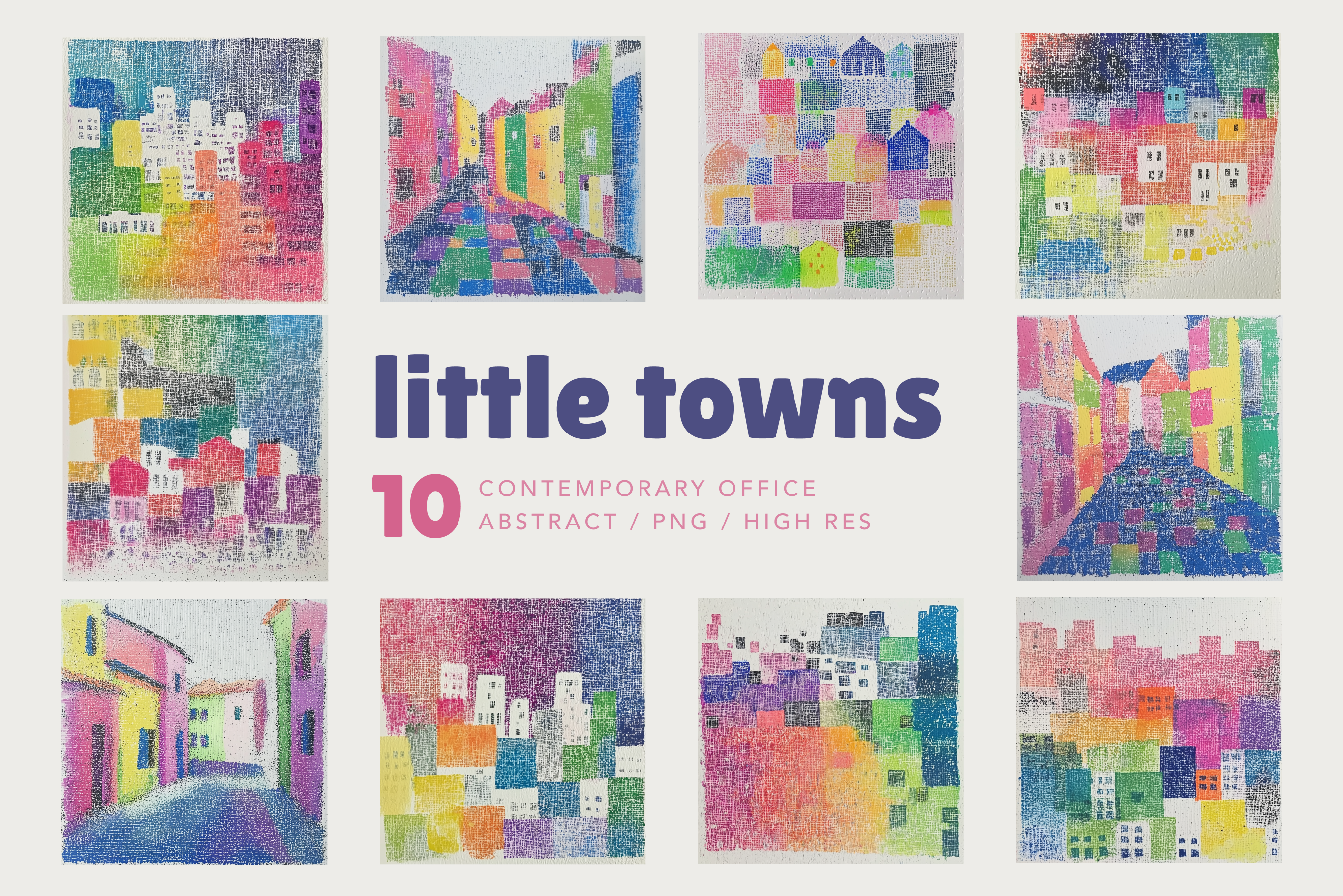 Little Towns - Abstract Art - Typedreams  