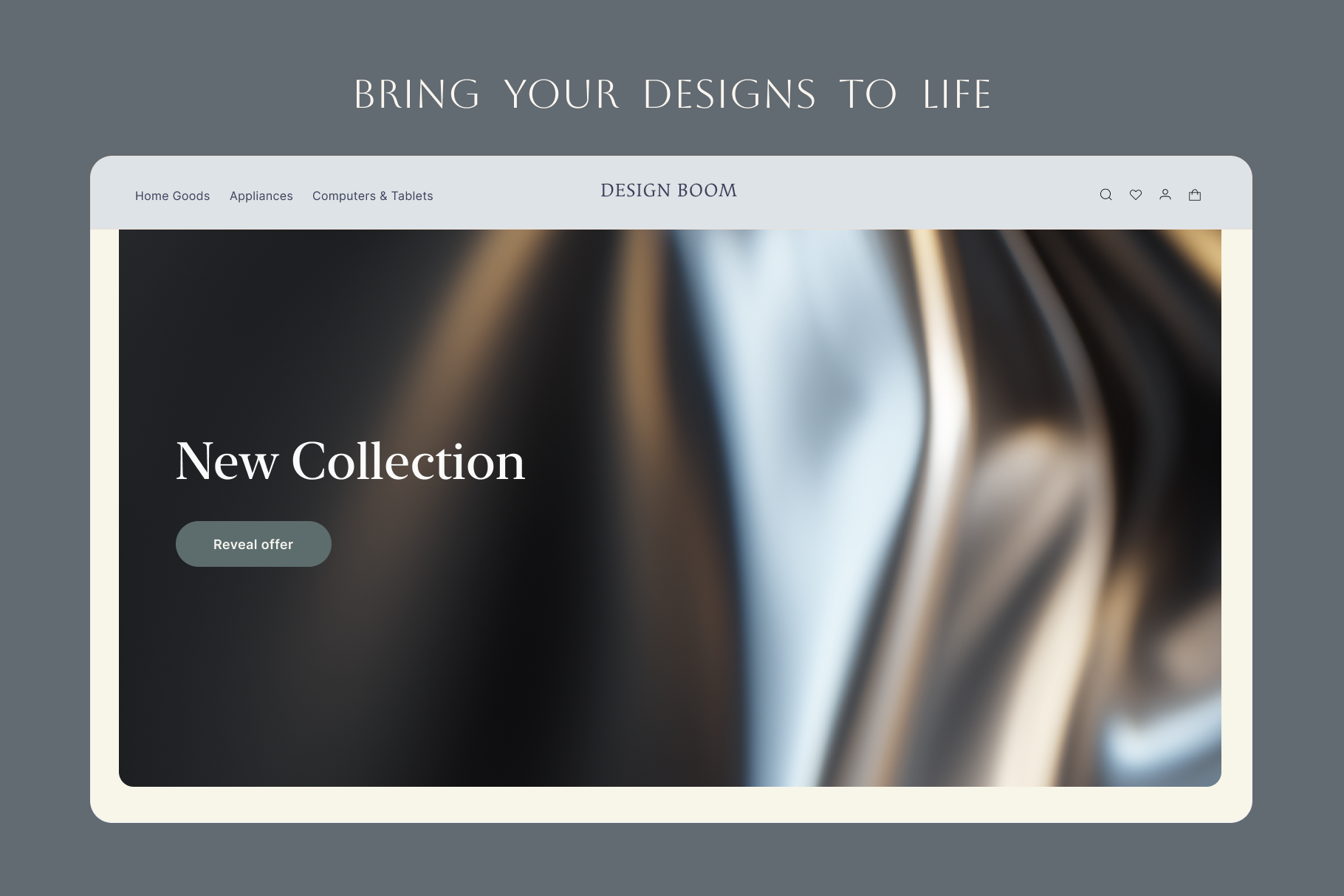Computer screen displaying a design software interface with 'New Collection' text on a gray background.
