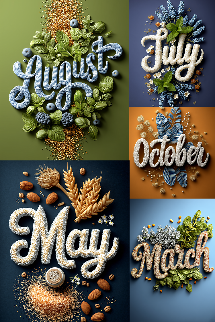 Four seasonal-themed images with months and corresponding season elements.