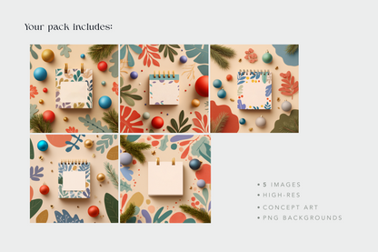 Collage of gift boxes with decorative patterns and colors on a light background.