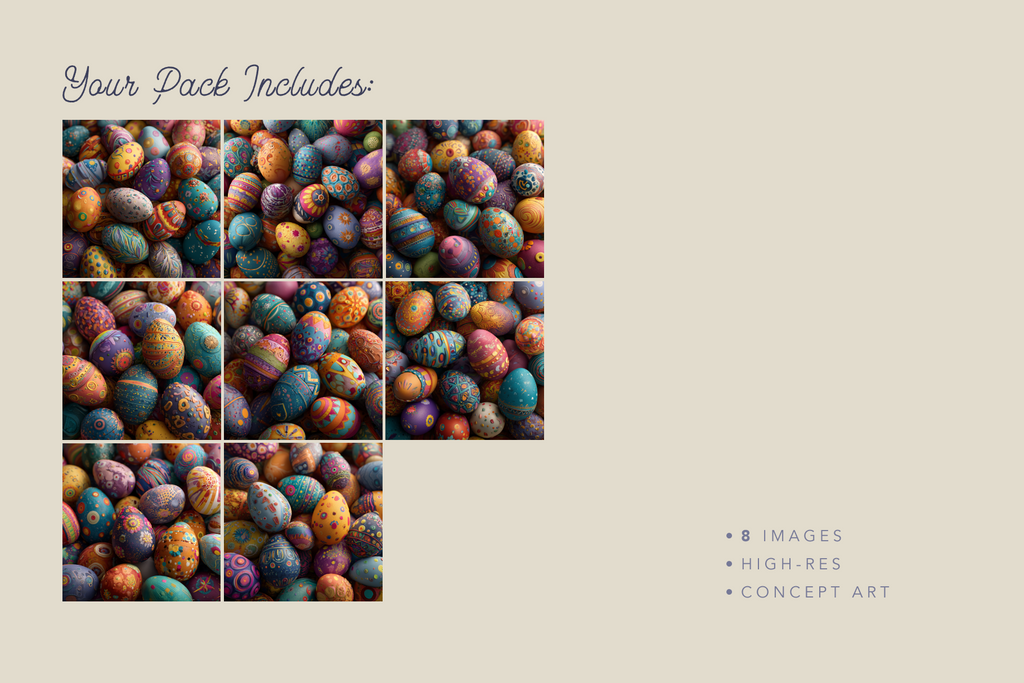 Promotional graphic for a pack of high-resolution images featuring colorful speckled objects.