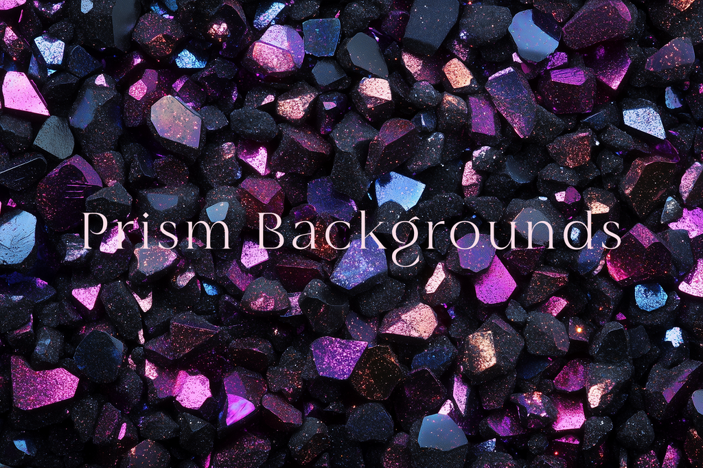 A close-up of prism backgrounds with a focus on the text, showcasing a glittery and colorful surface.