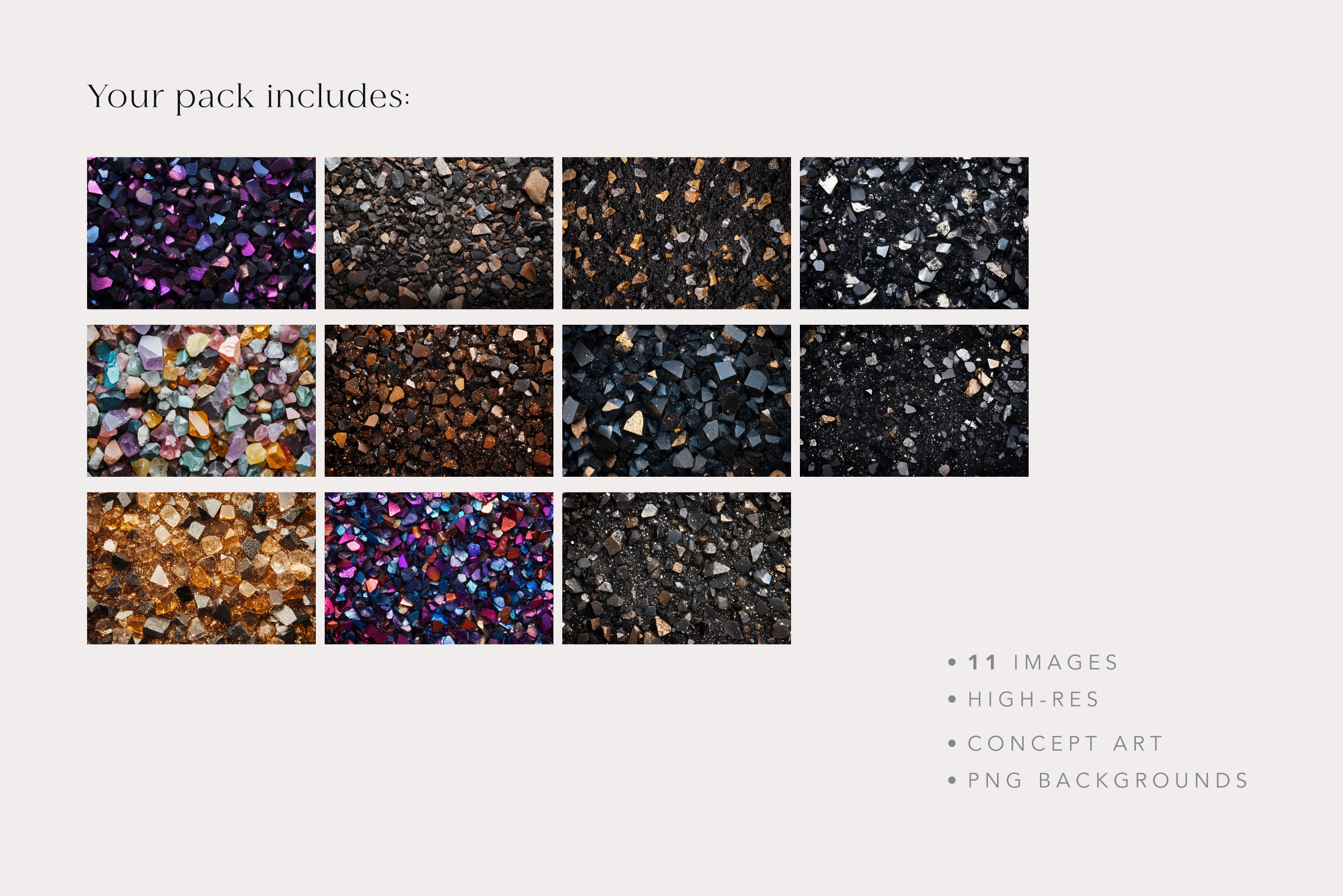 Collection of high-resolution texture images on a white background