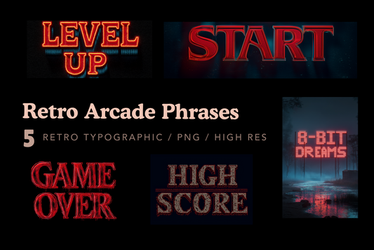 Retro Arcade Phrases - Stock Images