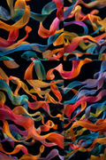 Colorful ribbon patterns on a black background