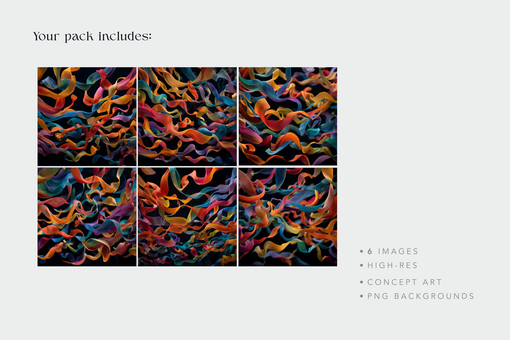 Pack of colorful abstract wave patterns with text on a white background