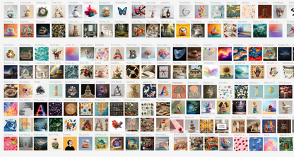 Grid of various small images on a white background