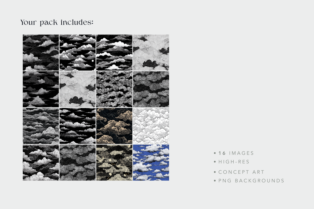 Collection of textured images with a title and description on a light gray background