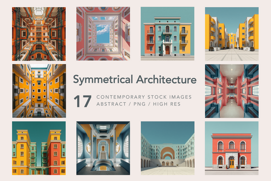 Collection of symmetrical architectural images with a title and description.