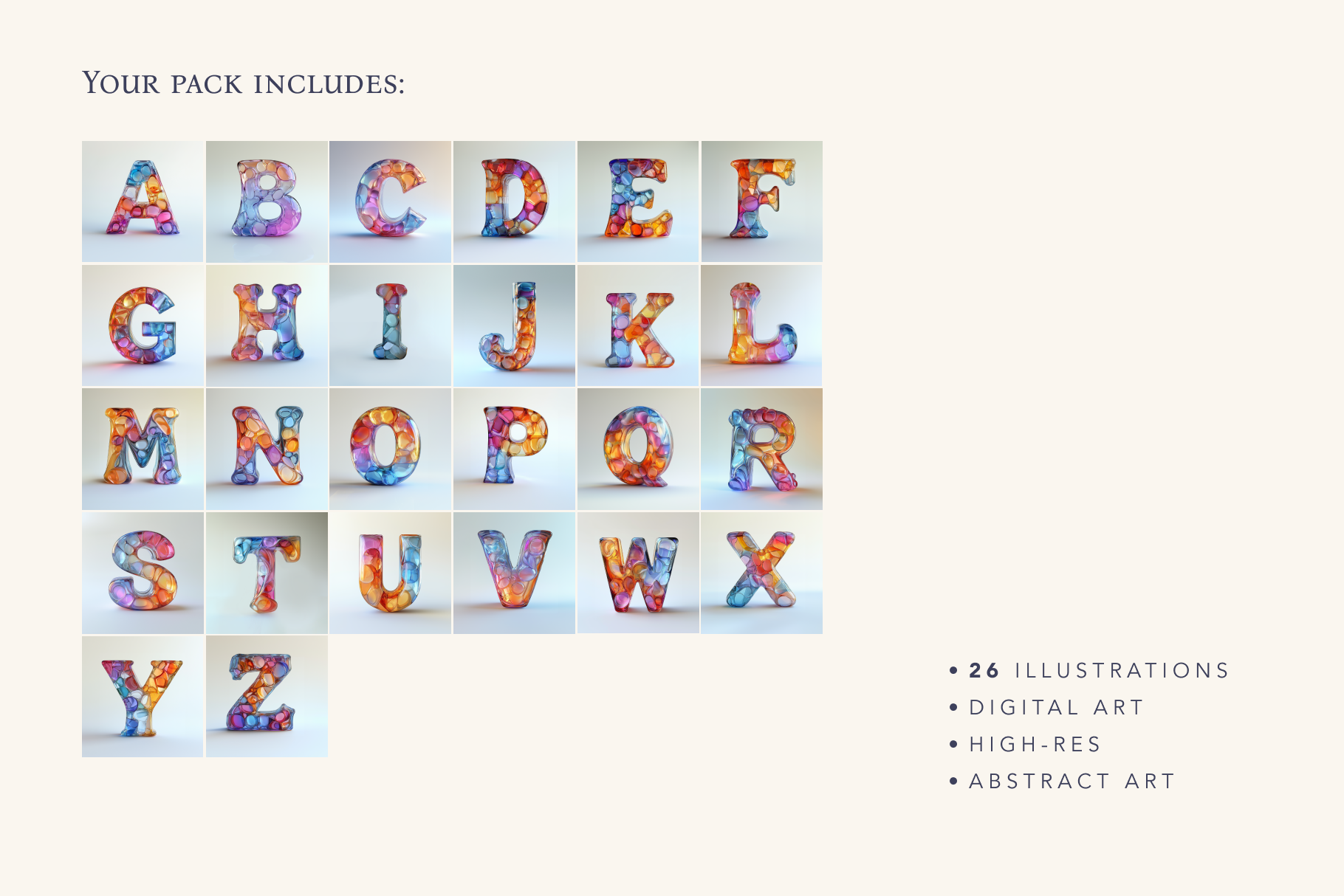 glass alphabet