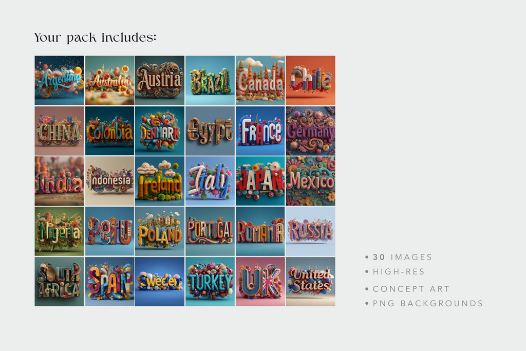 World Countries Lettering