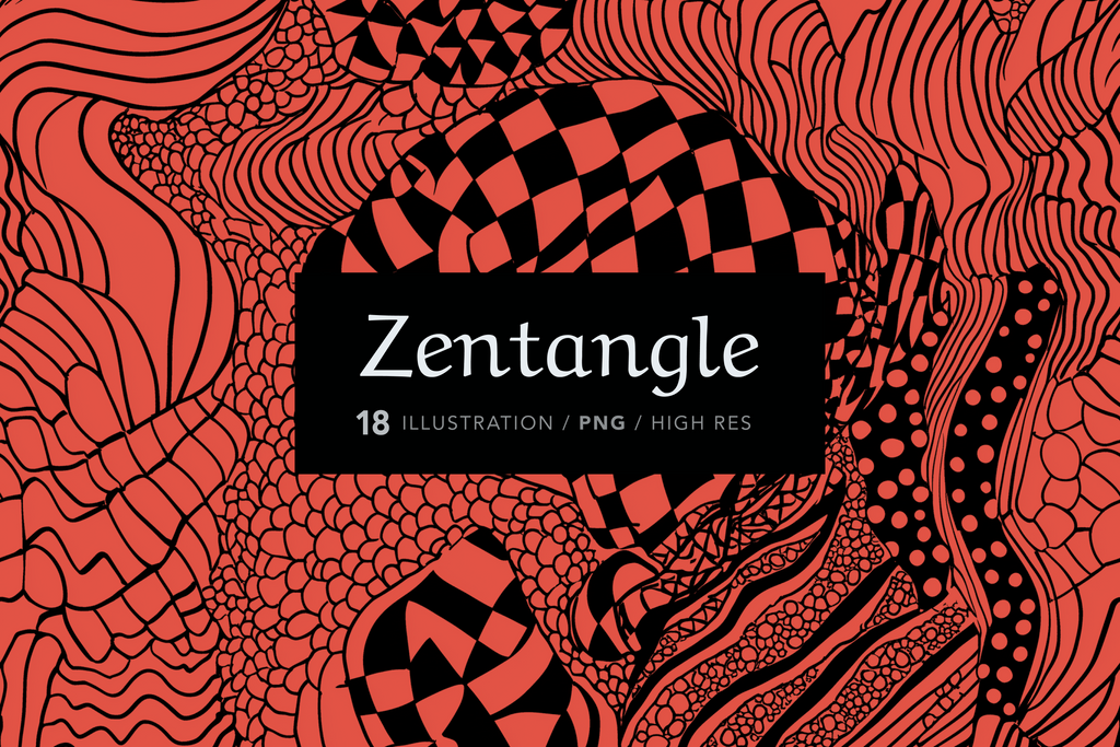 A collection of Zentangle style stock images featuring intricate hand-drawn patterns.