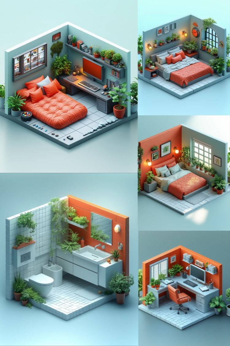 Isometric House Rooms