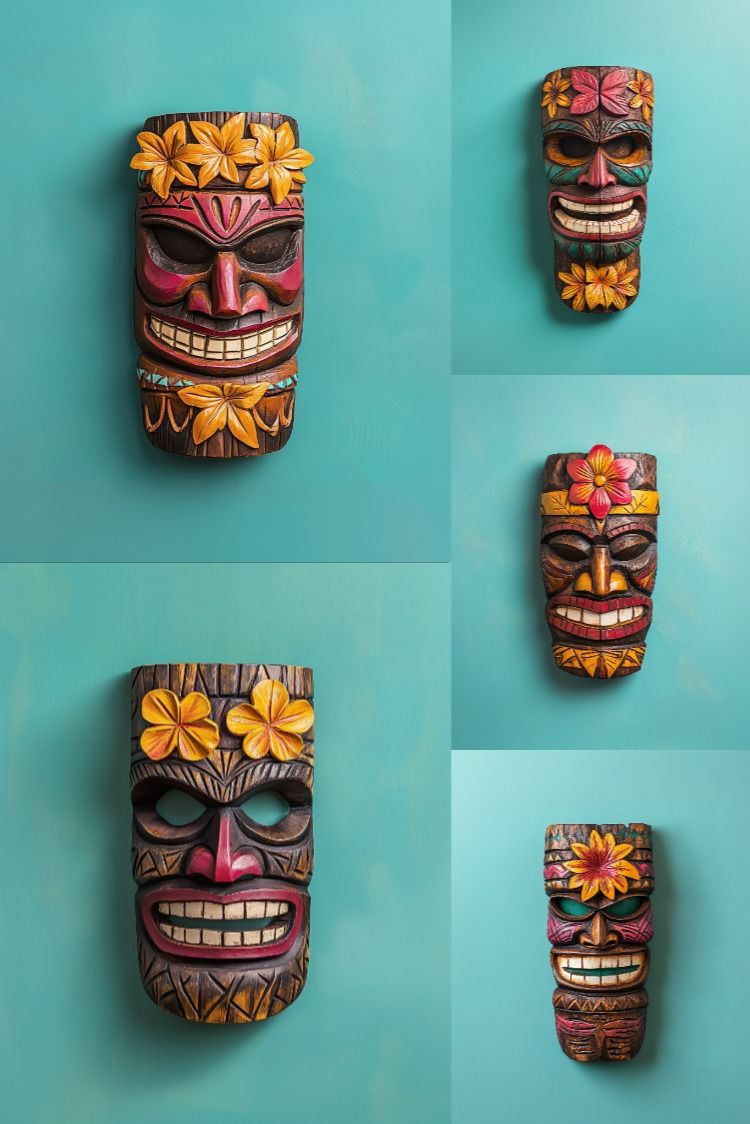 Tiki Hawaiian Masks - Stock Images