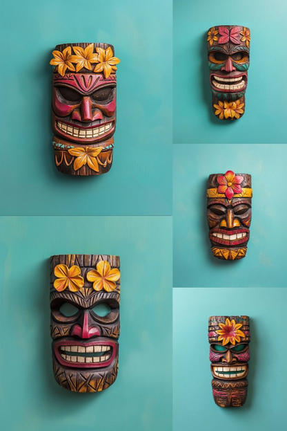 Tiki Hawaiian Masks - Stock Images