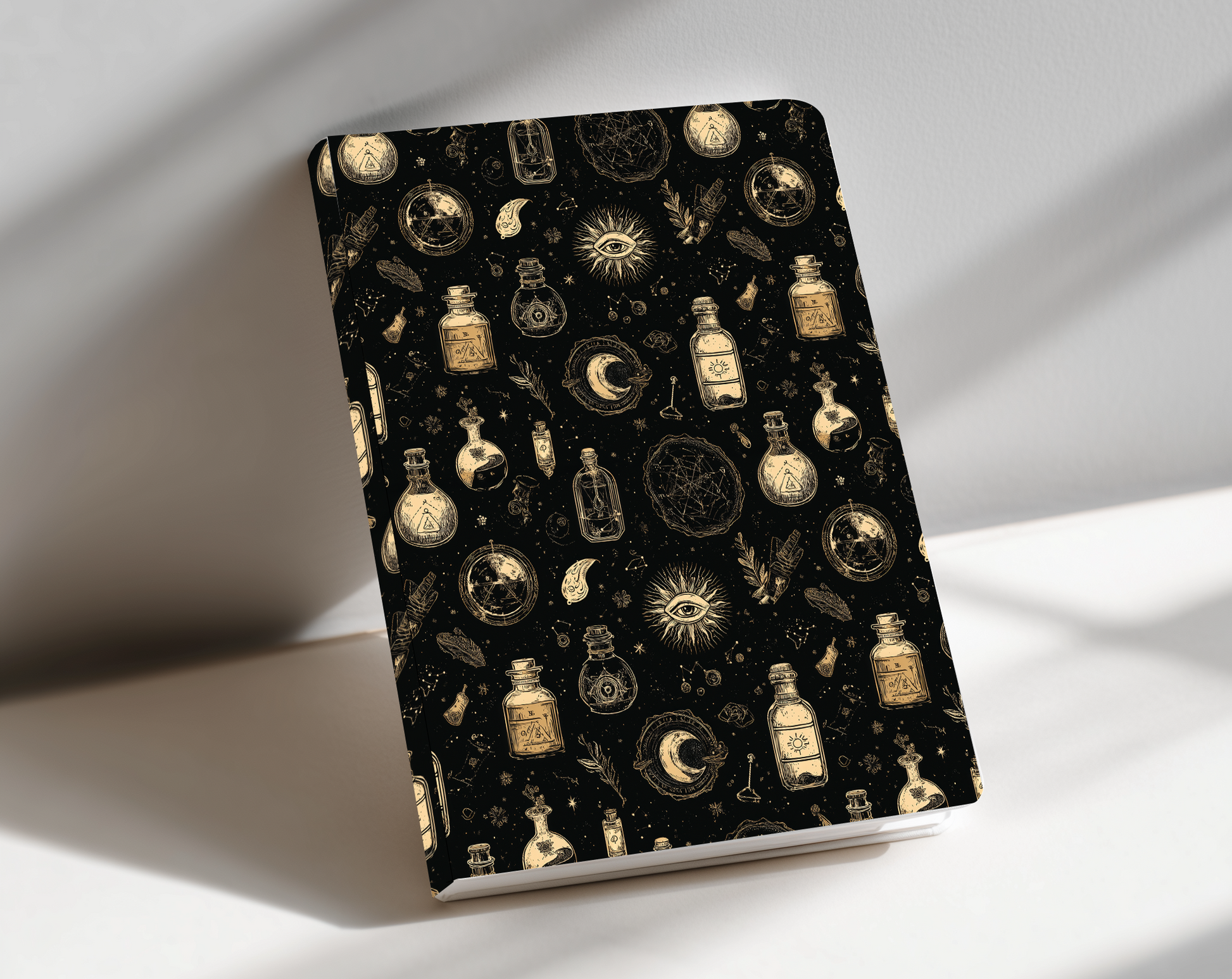 Alchemy-inspired cover design with symbolic elements