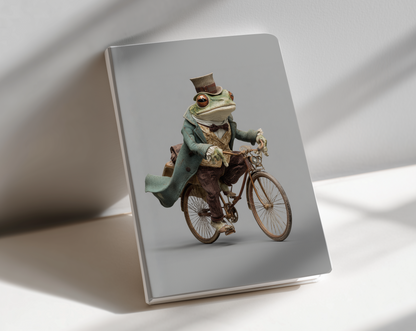 Frog riding a bicycle journal notebook