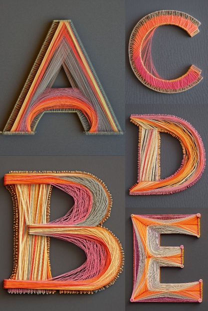 The String Art Alphabet - Stock Image