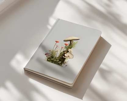 Notebook with a nature-themed design on a light surface