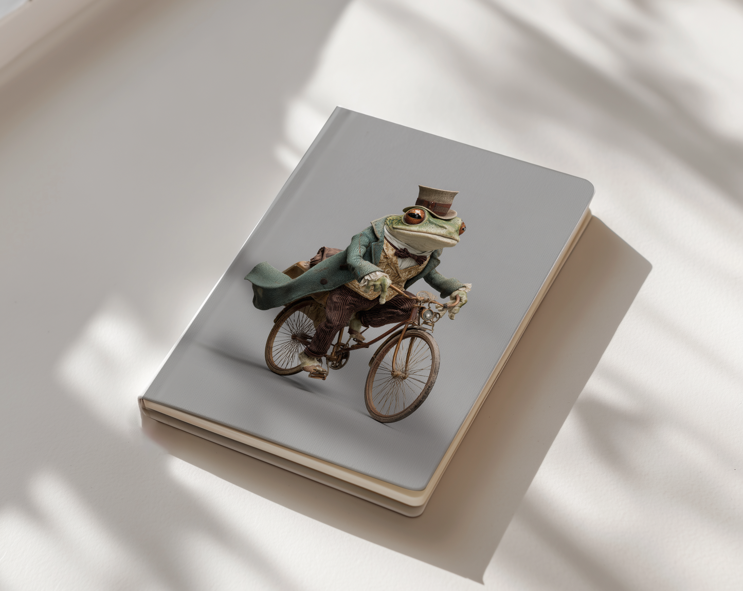 Frog riding a bicycle journal notebook
