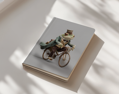 Frog riding a bicycle journal notebook