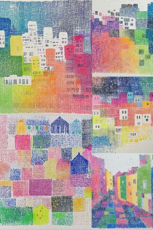 Little Towns Abstract Art - Stock Images