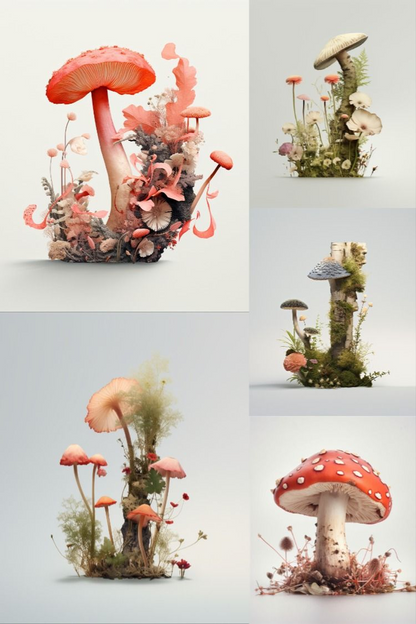 Fungal Magic Forest Mushrooms - Stock Images