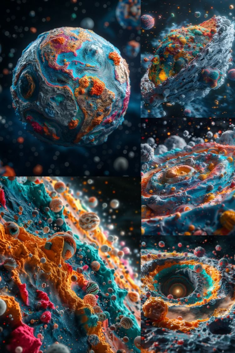 Little Planets Cosmic Backgrounds - Stock Images