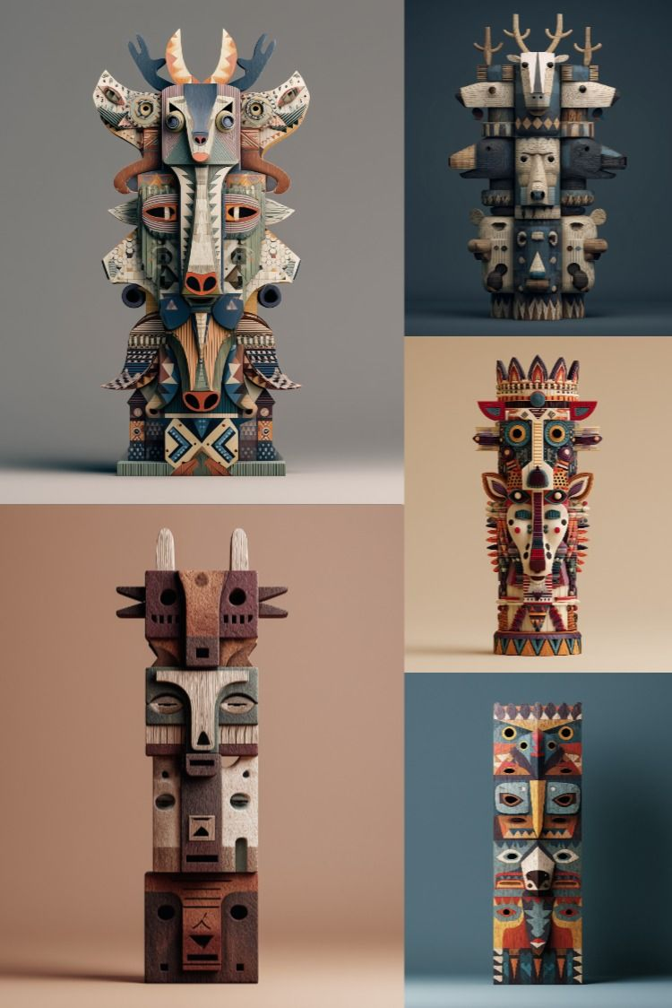 Native American Tribal Masks - Stock Images