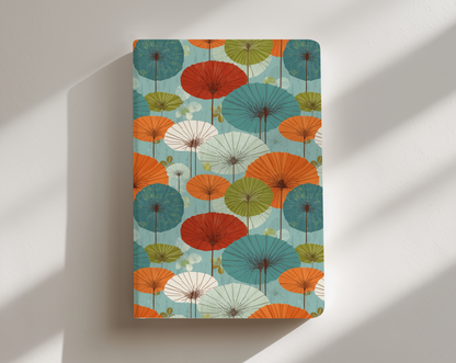 Notebook with a colorful floral pattern on a white background