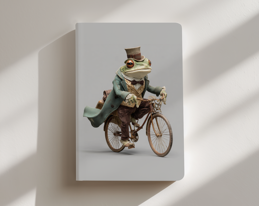 Frog riding a bicycle journal notebook