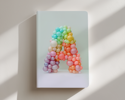 Balloon-style letter “A” cover design journal notebook